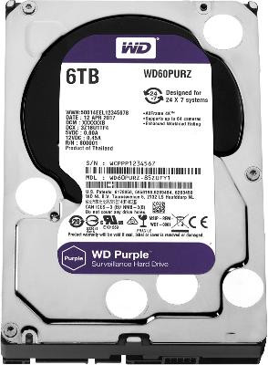 Жесткий диск для видеонаблюдения HDD 6000 GB (6 TB) SATA-III Purple (WD60PURZ)